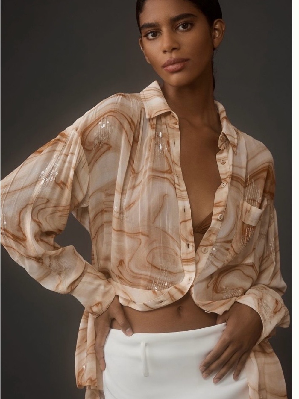 Pilcro Marble Shine Buttondown Shirt size Small